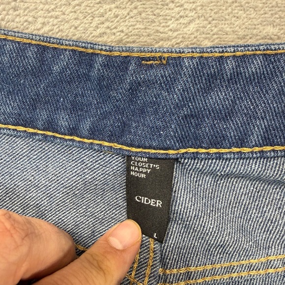 Cider Jeans Women's Large Wide Leg Blue Asymmetrical Crossover High Rise Baggy - Picture 3 of 11